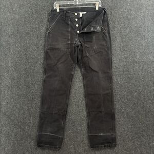 Topo Designs Jeans Men's 30x31 Black Canvas Button Fly Double Knee USA Made